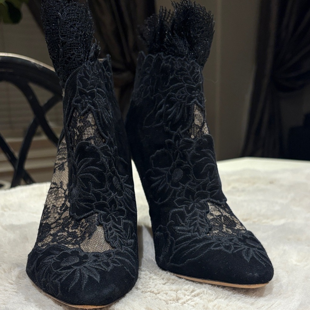 Jimmy Choo Black Lace Heeled Boots